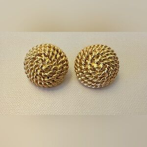 90s Vintage Monet Gold-Tone Knot Statement Earrings Pierced
